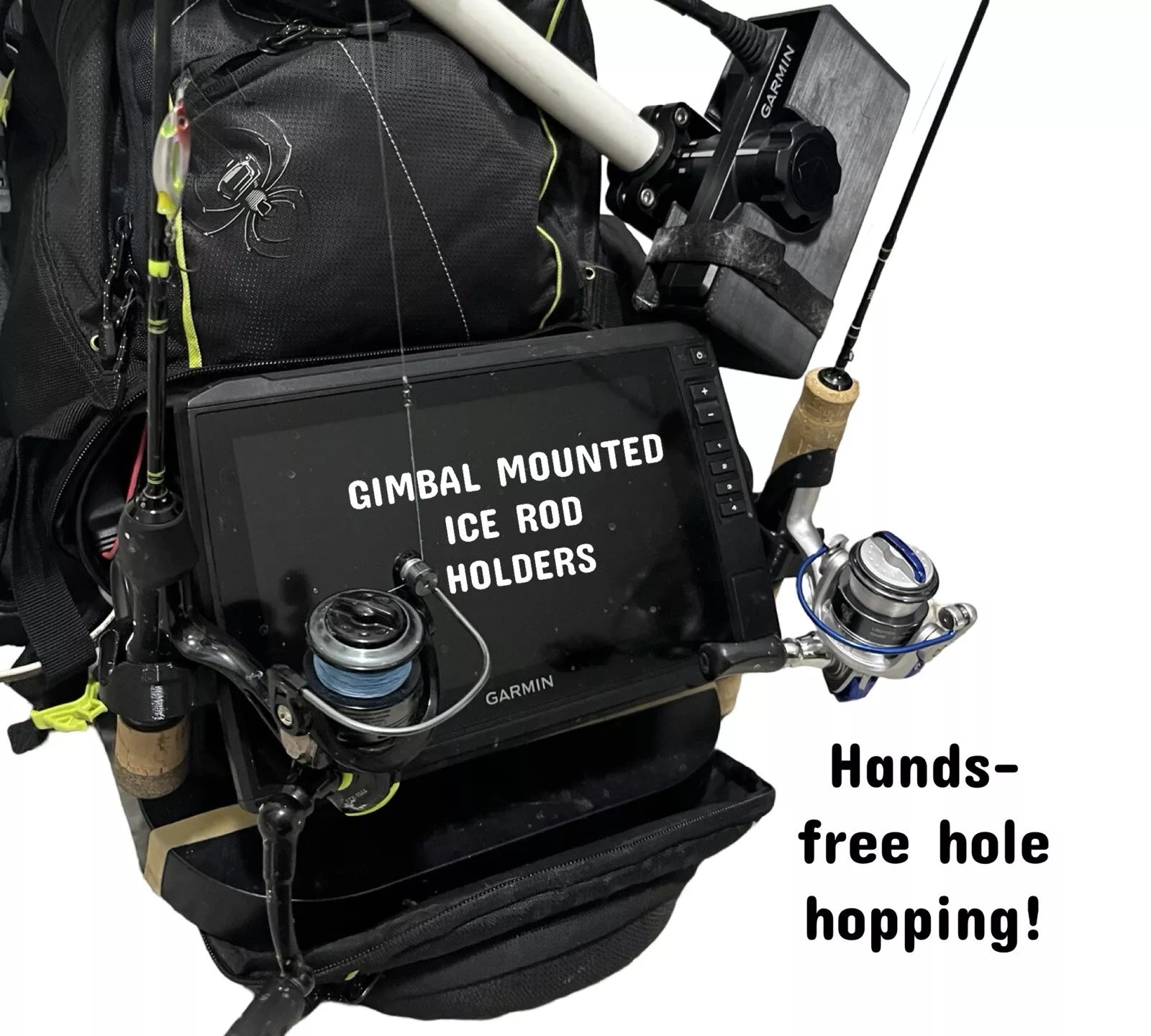 Ice Fishing Gimbal Mounted Rod Holder 2-pack - Garmin Echomap & More