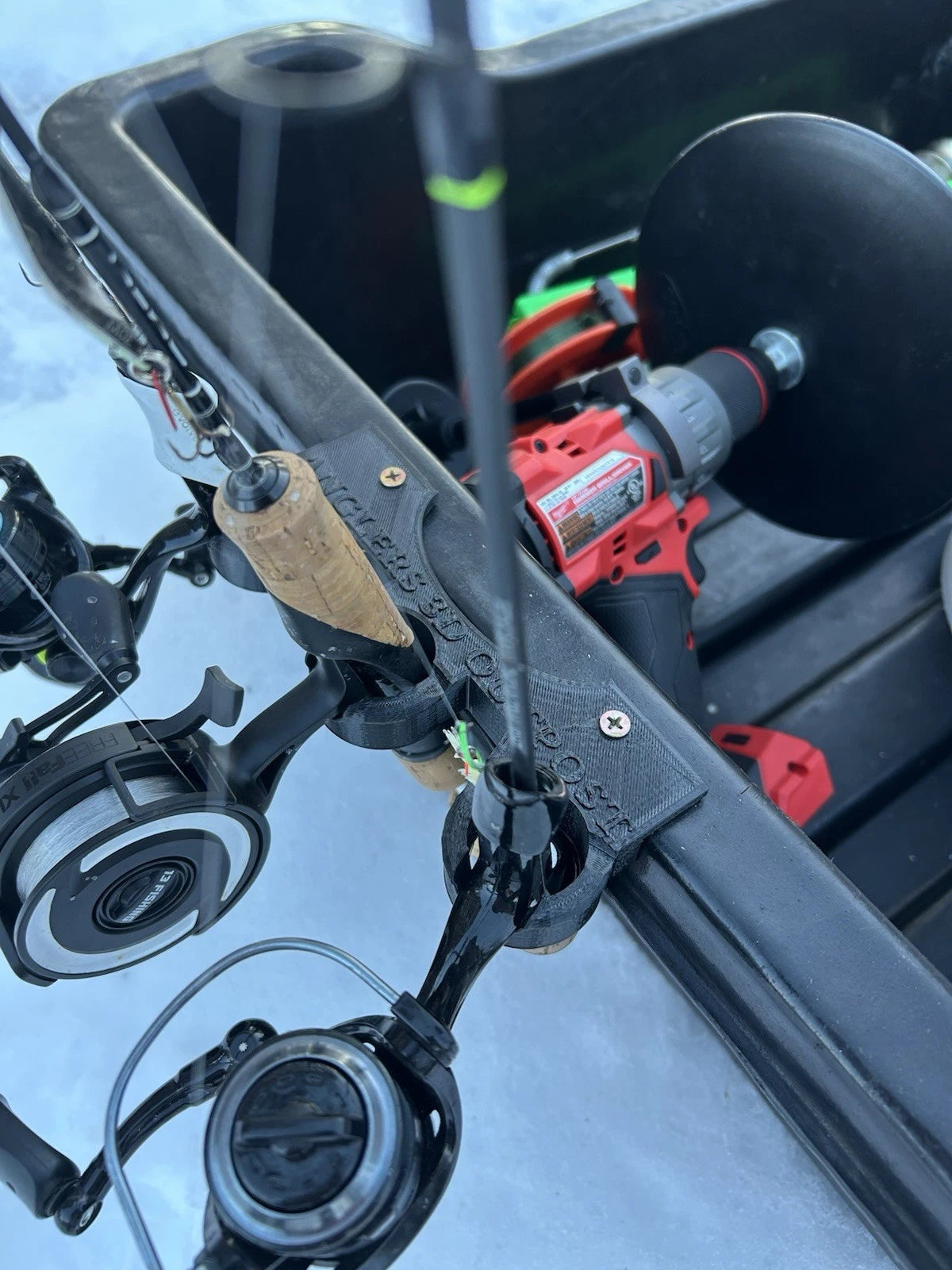 Triple Rod Holder For Sleds & Ice Shanty -Otter, Clam, Etc. Ice Fishing Organizer