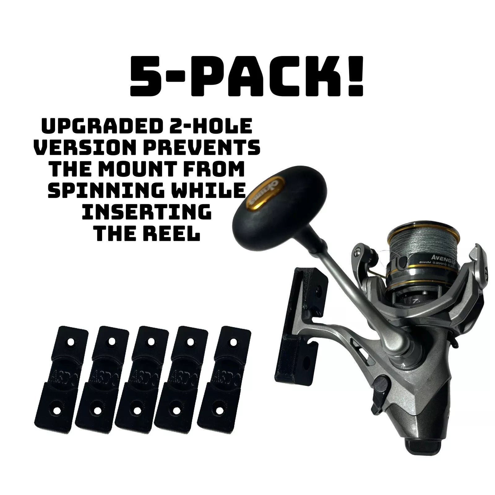 are fishing reel mounts universal Five Pack (5X) Fishing Reel Wall Mount for Standard Spinning Reels