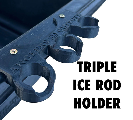 Triple Rod Holder For Sleds & Ice Shanty -Otter, Clam, Etc. Ice Fishing Organizer