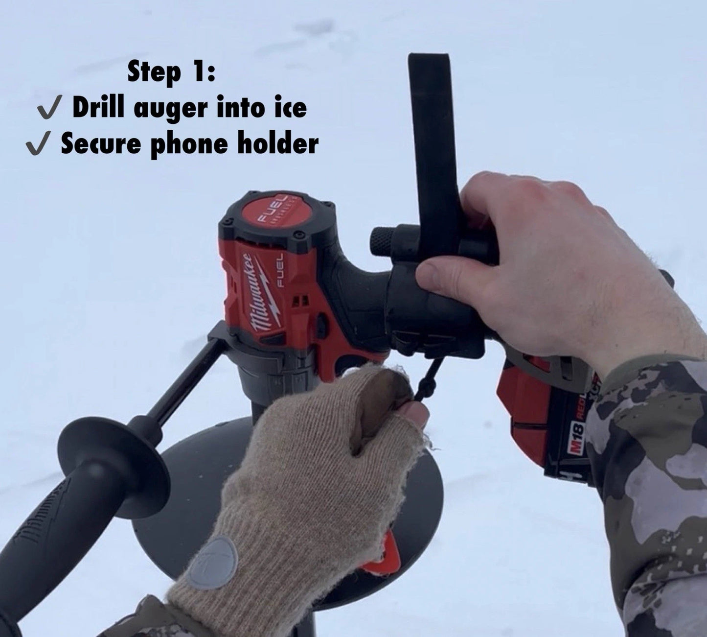 Ice Auger Phone Mount Adapter For Ice Fishing Drill - Pictures & Self Filming