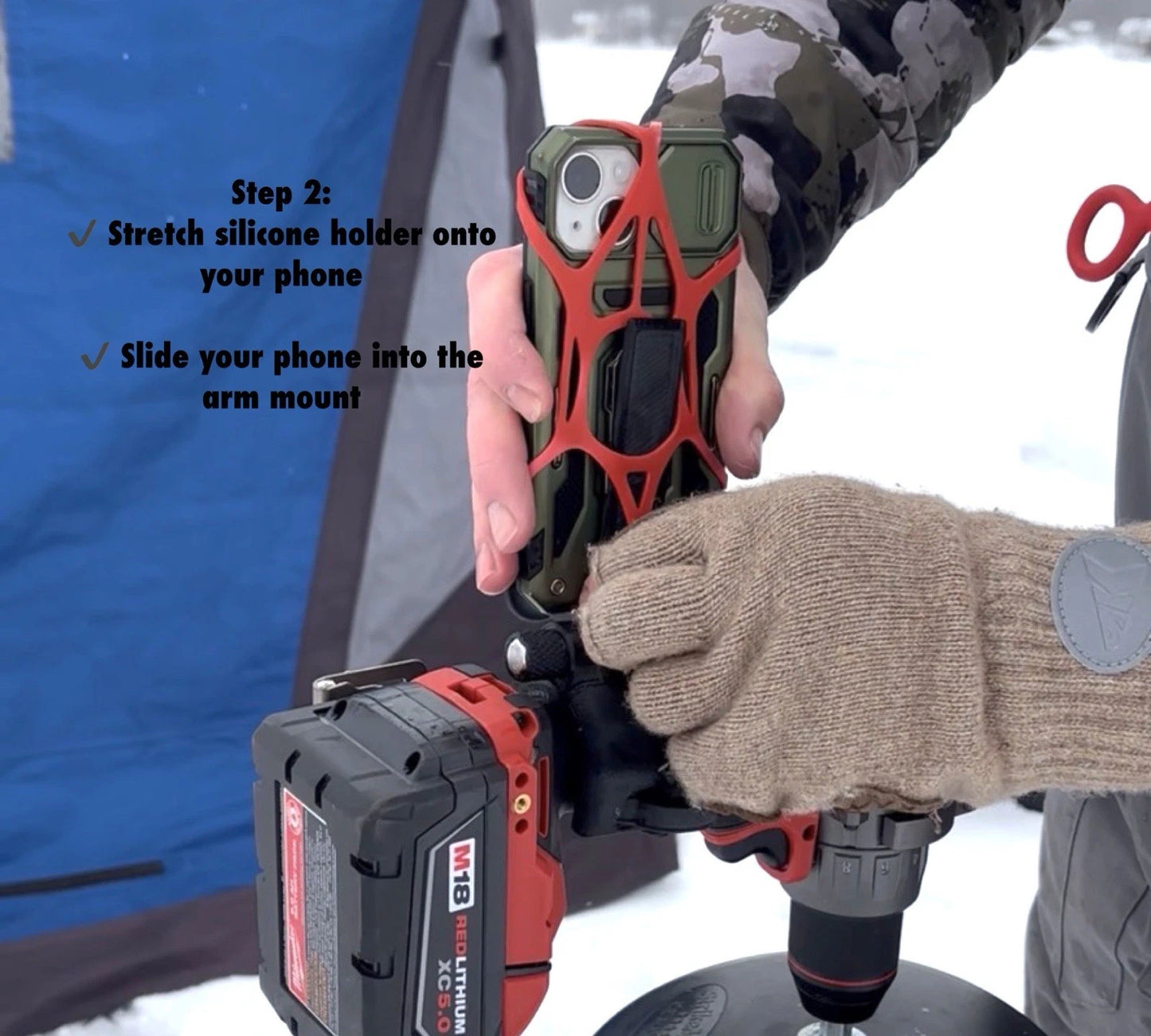 Ice Auger Phone Mount Adapter For Ice Fishing Drill - Pictures & Self Filming