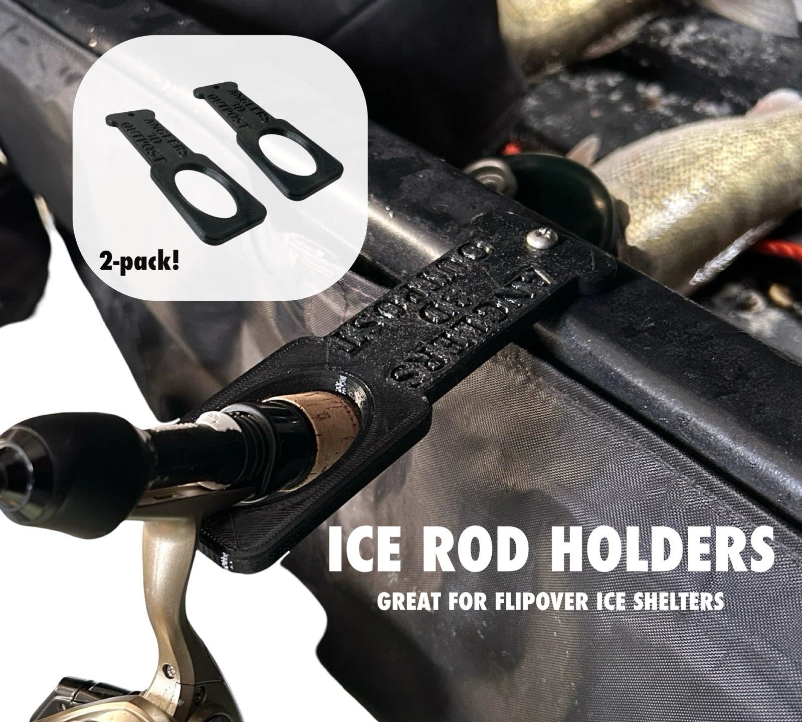Folding Ice Rod Holder For Flip Over Ice Shanty's & Sleds - Ice Fishing