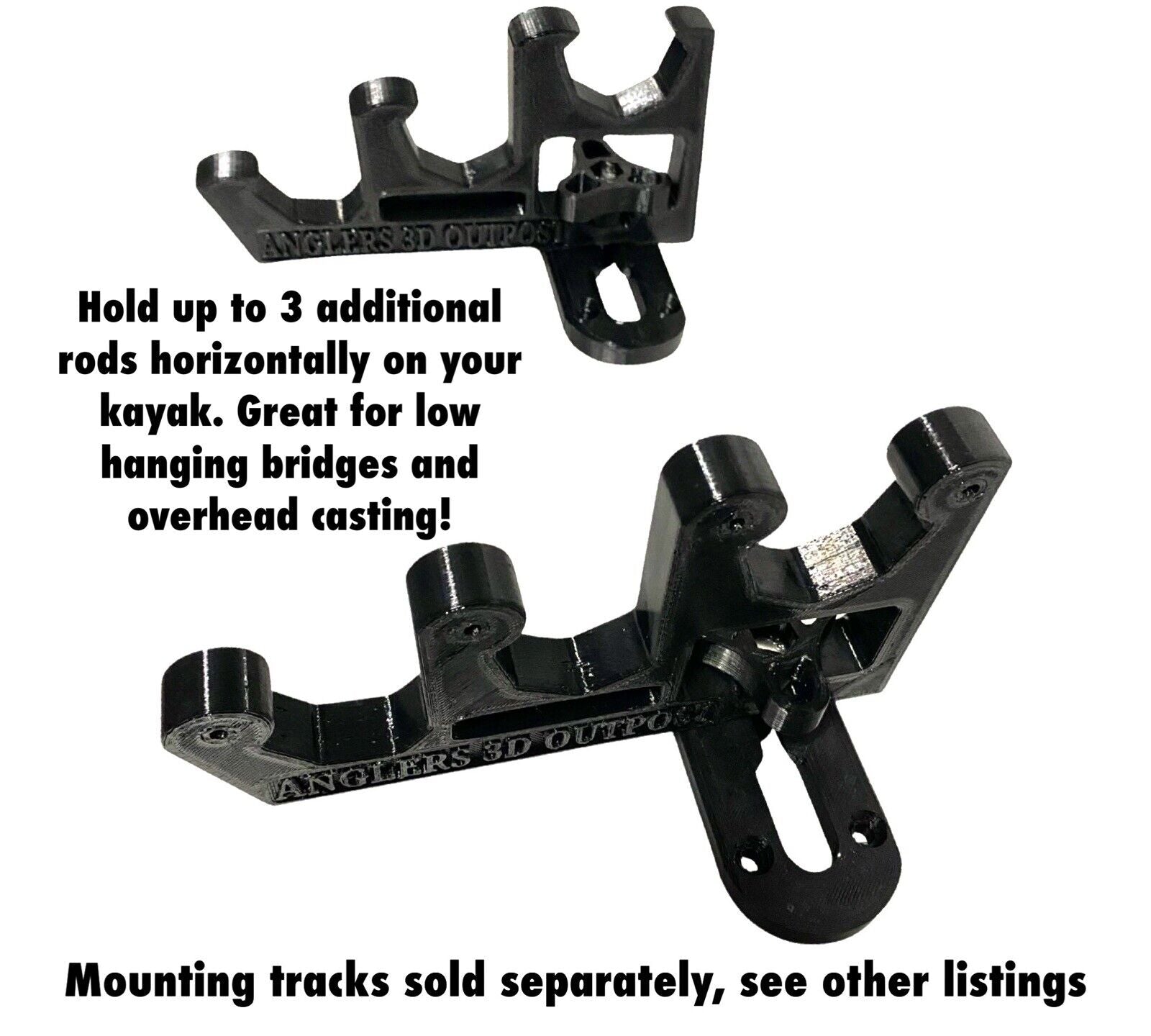 Triple Kayak Rod Rack - Horizontal rod holder set – Angler's 3D Outpost